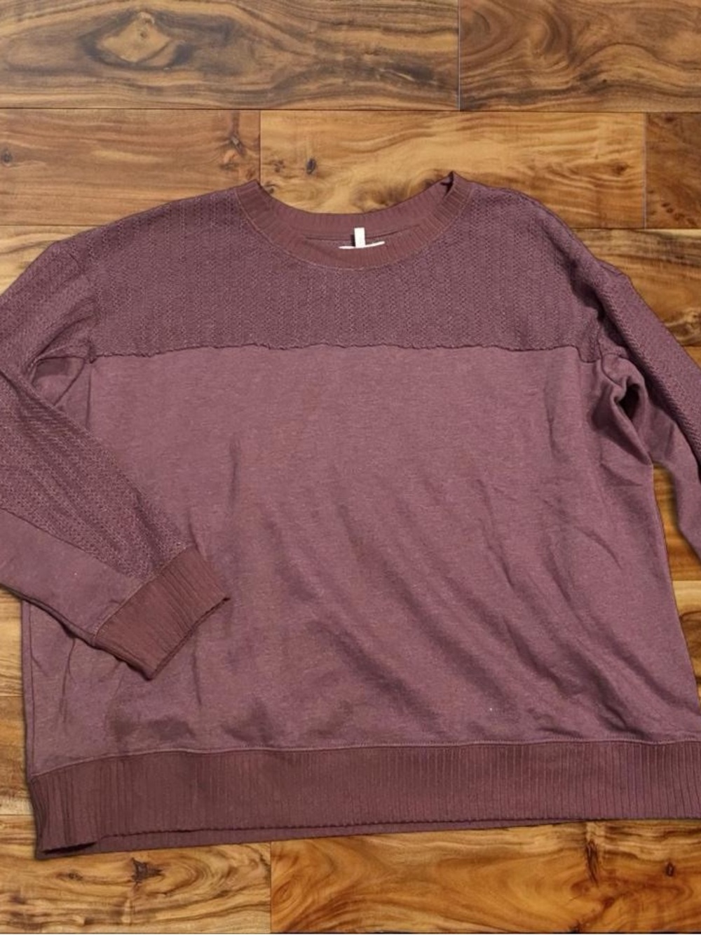 Maurices Long Sleeve Crewneck Top in Mauve Plum